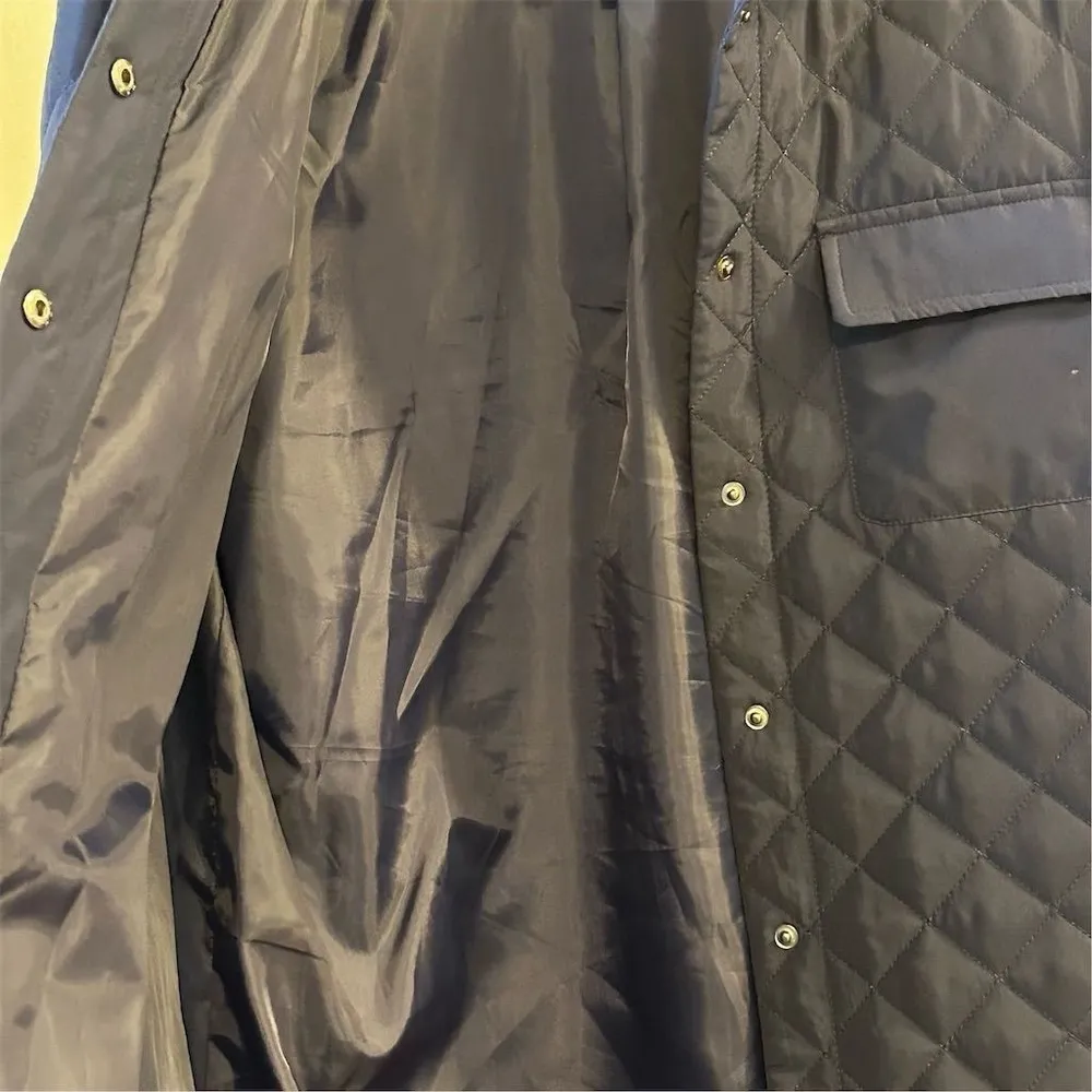 Jones New York Women's Quilted Pea Coat Navy Blue Double-Breasted Size S - Image 12