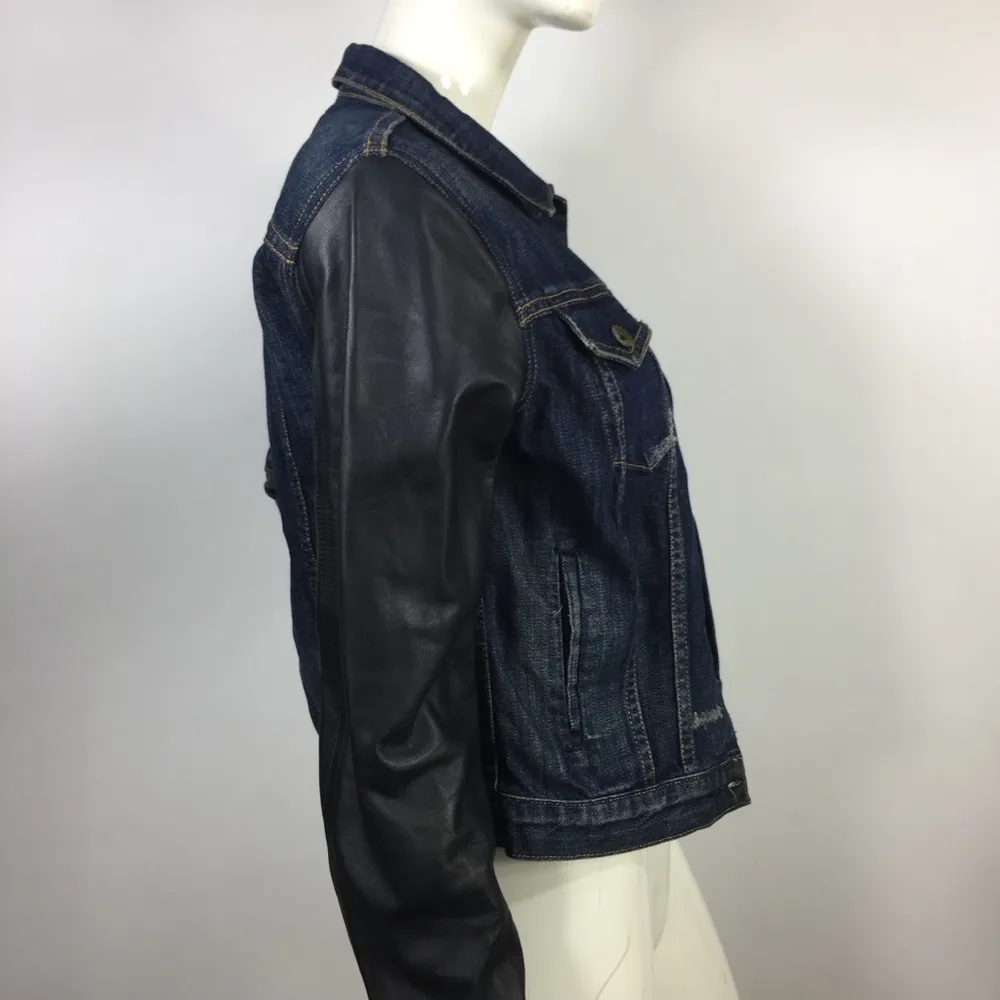 Rag & Bone Denim Jacket w/ Leather Sleeves Sheffield Small - Image 6