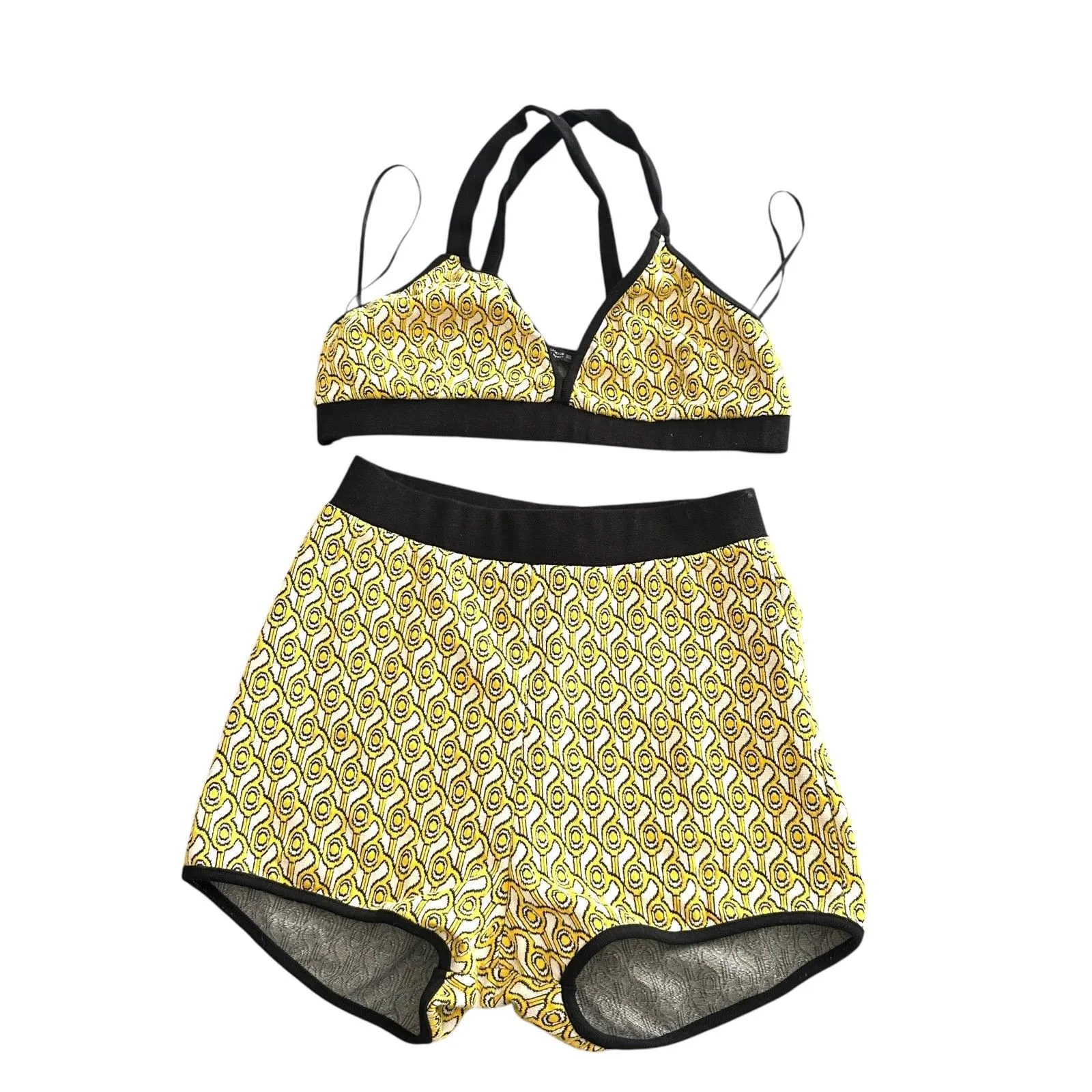 ZARA‎ Printed Jacquard Short Set Yellow Small - Image 2