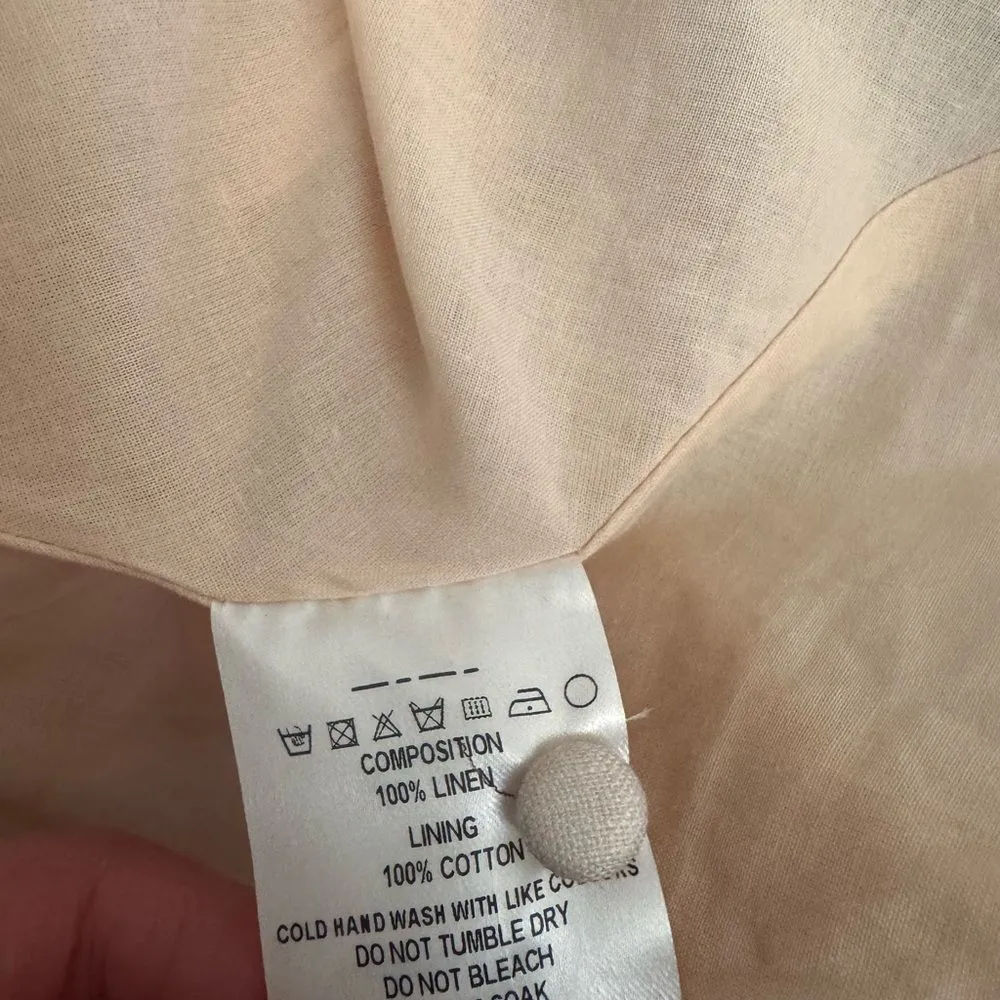 We Are Kindred Isobel Linen Button Down Belted Shirt Dress in blush floral 10 White - Image 7