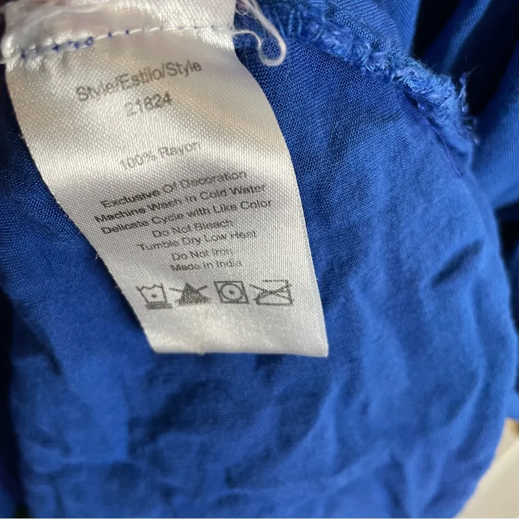 Riviera Sun Vibrant Blue Tunic dress with Floral Embroidery With Pockets Size XL - Image 10