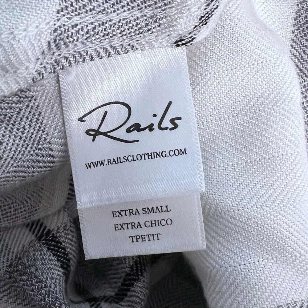 Rails Button Down Plaid Hunter Shirt Size XS Black White - Image 7