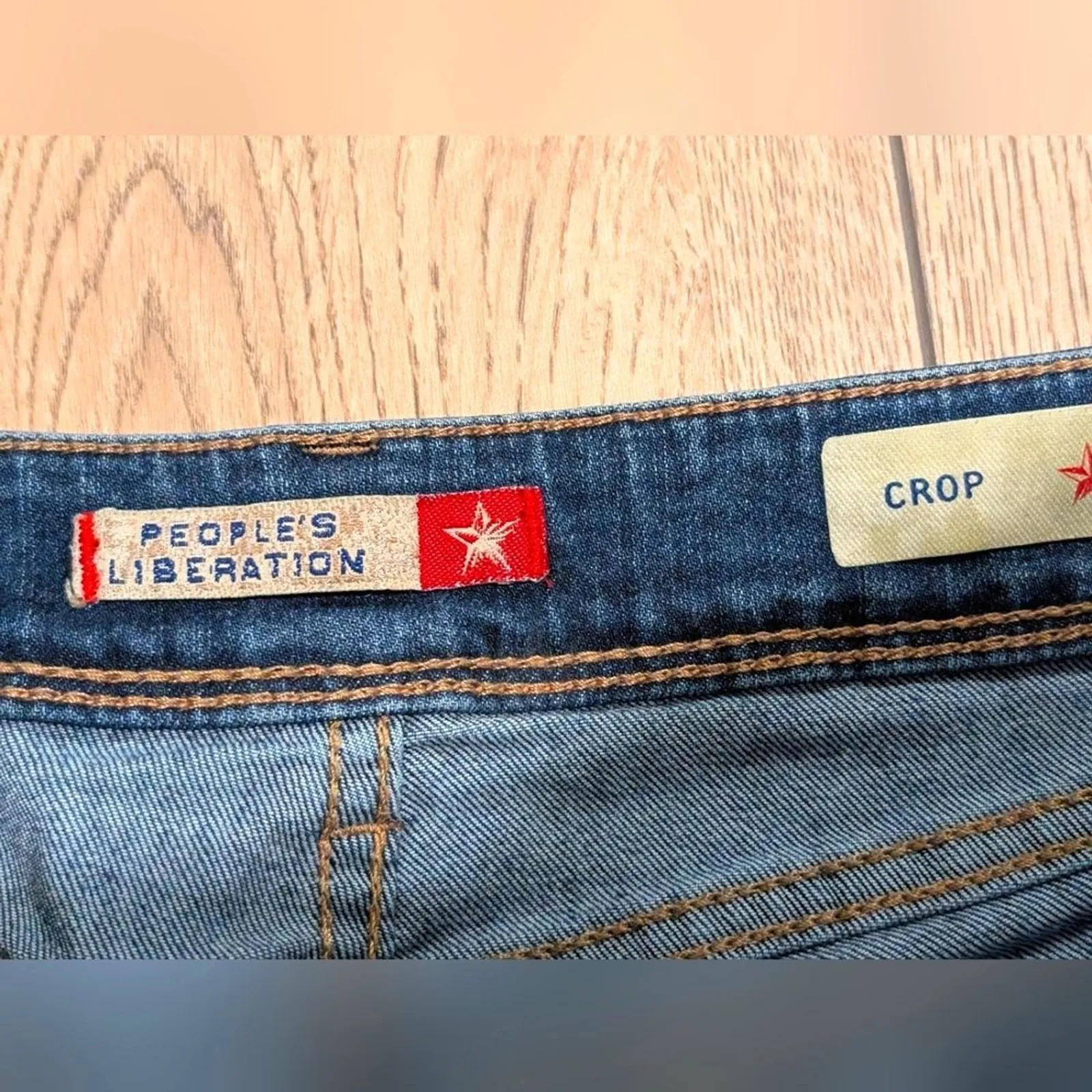 Peoples Liberation Crop Jeans Juniors 9 10 Skinny‎ Leg Star Bling Back Pockets Blue Size 9/10 - Image 4