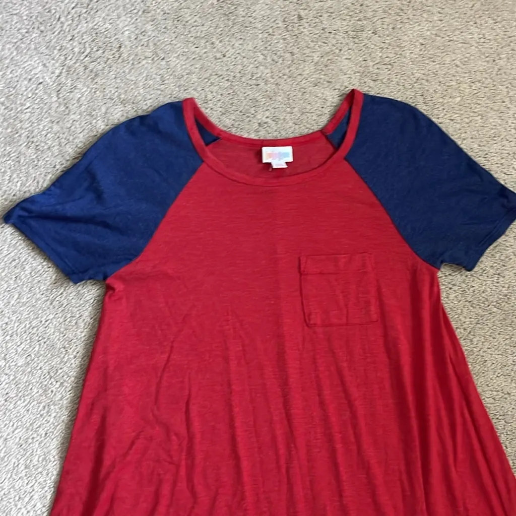 Good condition red & blue‎ baseball tee- LulaRoe Carly dress size XXS - Image 3