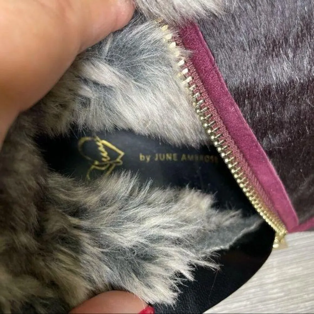 June Ambrose dakota oxblood calf hair Leather heeled boot booties 8.5 Red - Image 8