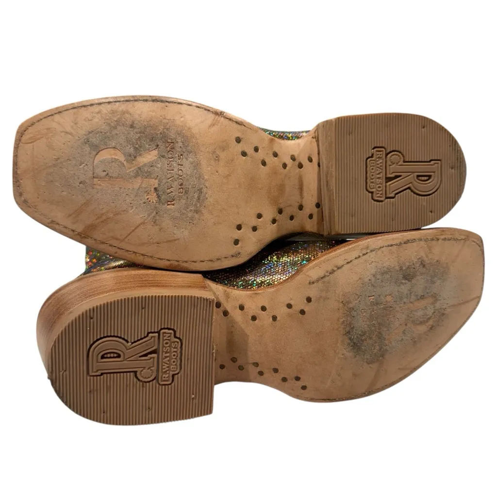 R Watson Disco Fever Gold Holographic Leather Western Boots Womens 7B Size 7 - Image 7