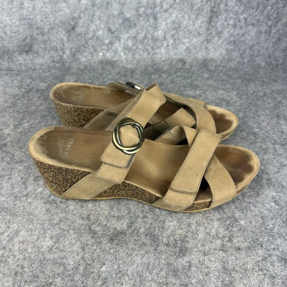 Dansko Susie Leather Wedge Sandal Womens  EU 41 /‎ US 10.5-11 Taupe Slide Shoes - Image 5