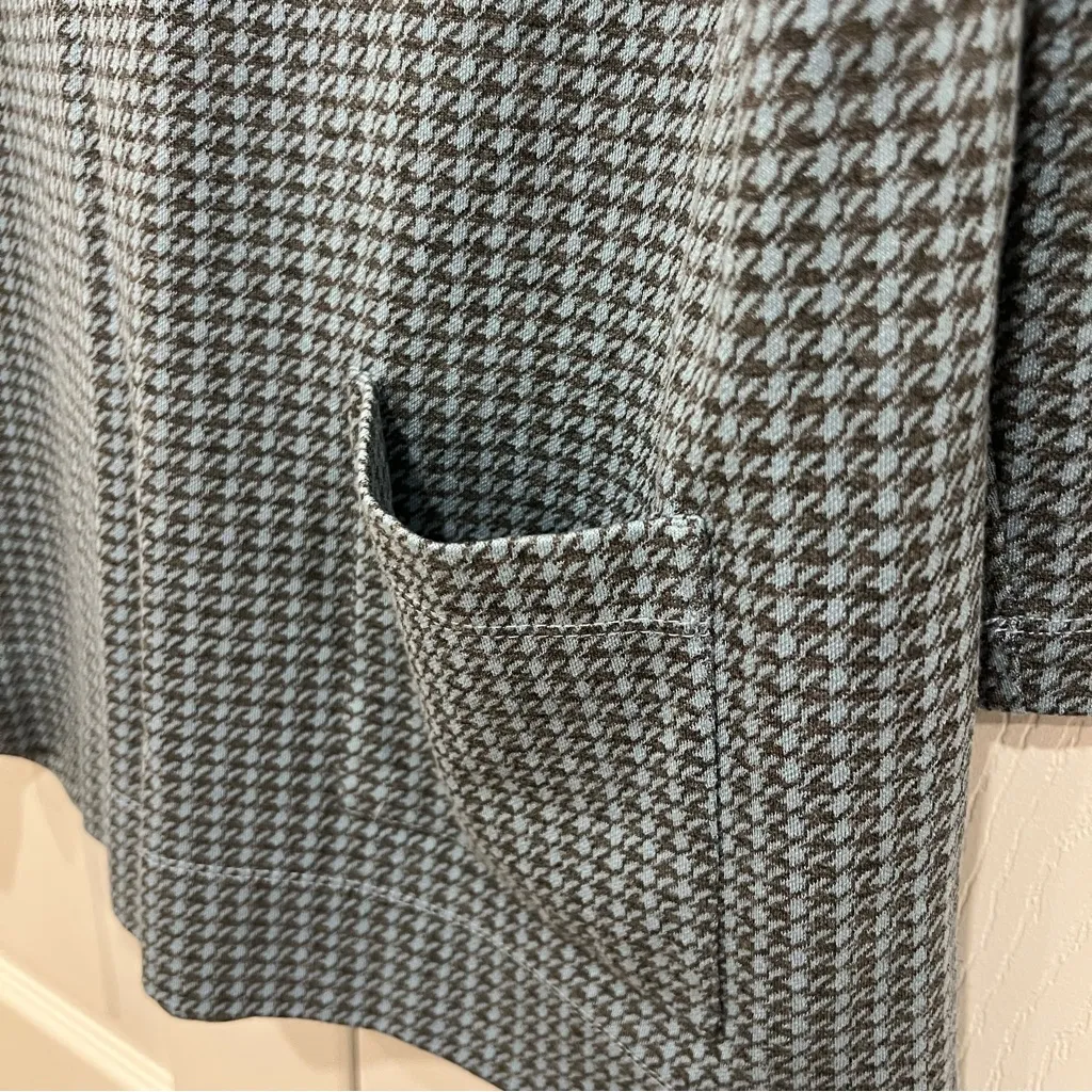 J. Jill Ponte Pullover Knit Top Houndstooth Hip Pocket Womens Size Medium Blue - Image 4