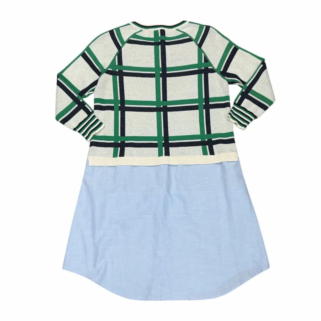 Thakoon Checkered Knit Dress with Button Down Bottom Green Size XS - Image 2