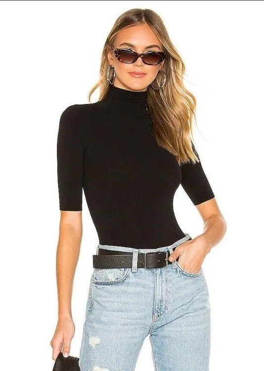 Commando Bodysuit Short sleeves Turtleneck Black NWT - Image 3