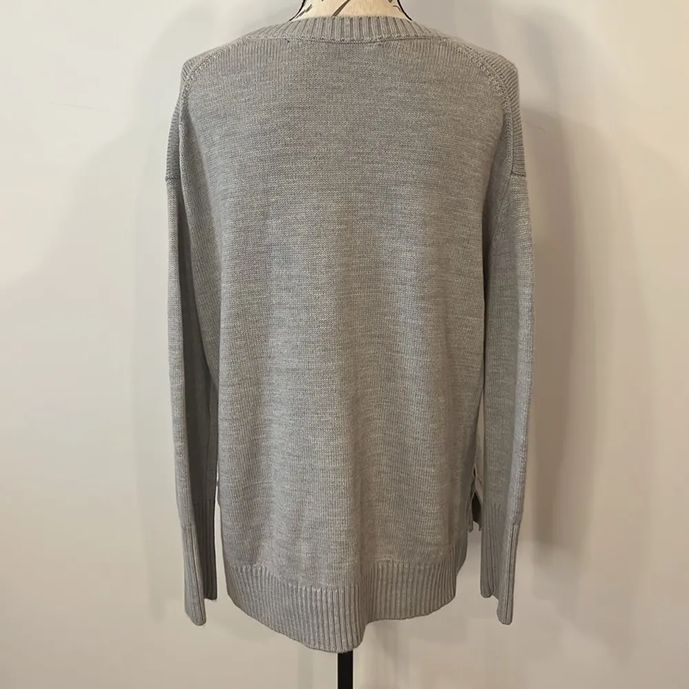 Athleta  Nopa merino wool side lace up sweater light gray S - Image 4