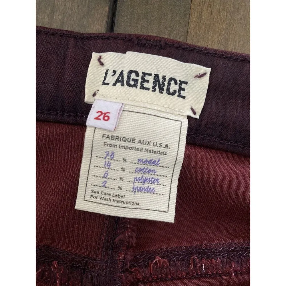 L’AGENCE‎ Women's Burgundy Glitter Skinny Jeans Size 26 - Image 6