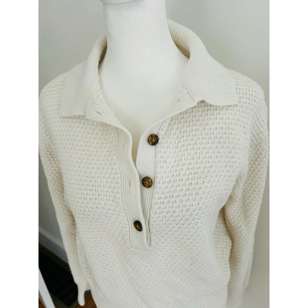 Urban Outfitters Cream Collared Sweater S - Image 2
