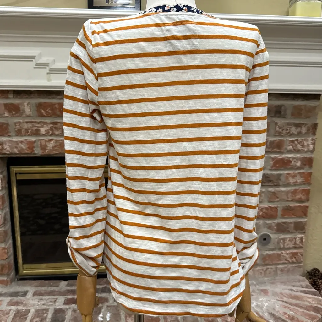 Anthropologie Orange and White Striped & Ruffled Top / S / Excellent condition - Image 4