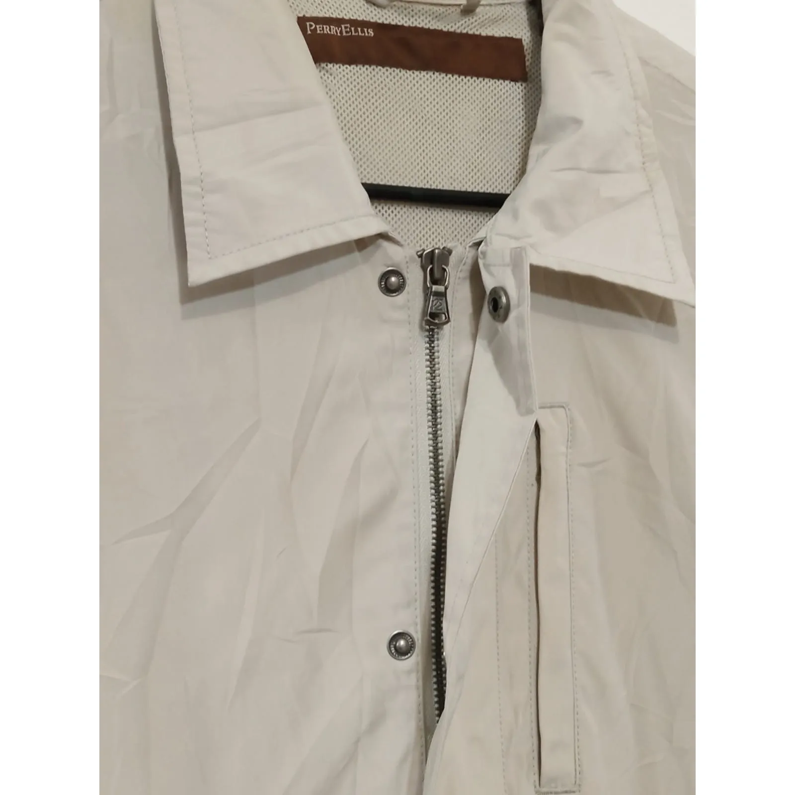 Perry Ellis Womens Windbreaker Jacket Full Zip Snap Front Lined Coat Size Large - Image 7