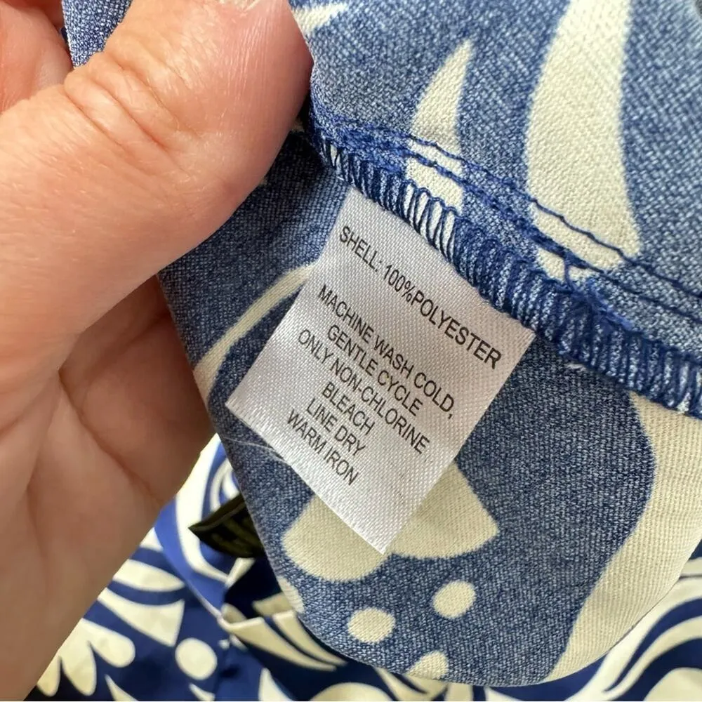 House Of Harlow Royal Blue & Cream Satin Wide Leg Pants Womens M Beachy Resort - Image 11