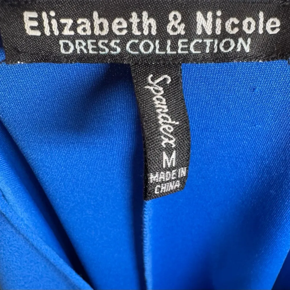 Elizabeth & Nicole royal blue belted pleated skirt flowy midi dress size medium - Image 5