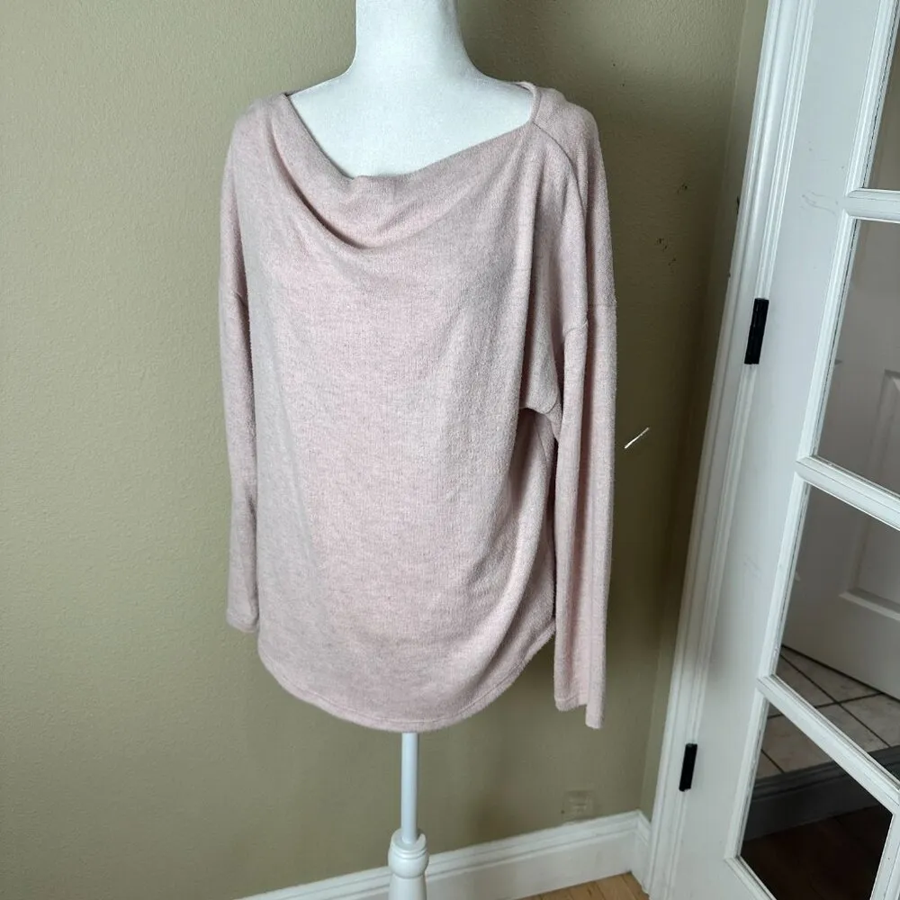Nordstrom CASLON Drape Neck / Off Shoulder Blush Pink Sweater Top Size Medium - Image 2