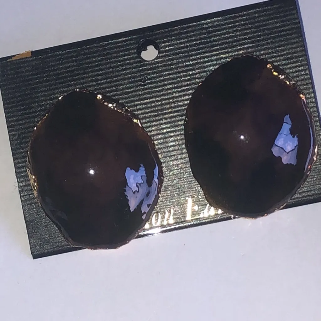 Elegant Brown Enamel Chunky Retro Boho Earrings - Image 4