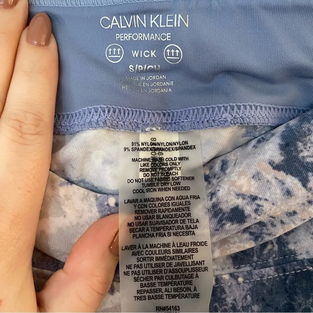 Calvin Klein Blue Watercolor Galaxy Print 7/8 Leggings Small High Waist - Image 6