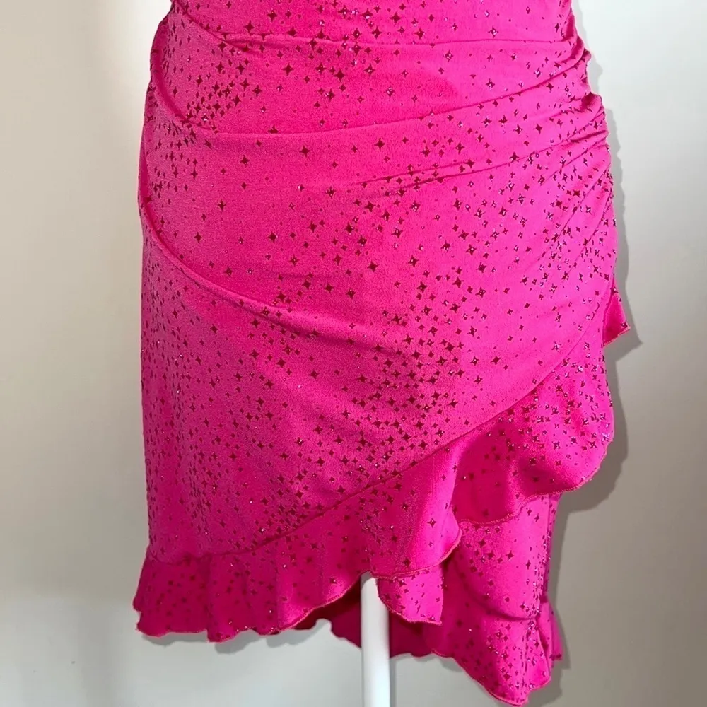 Y2K Vintage Mariposa Sexy Shimmer Halter Dress Pink - Image 3