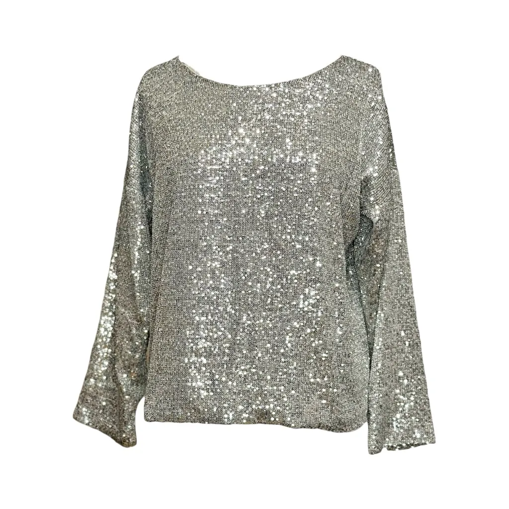 EMERSON FRY Keyhole Top, Silver Sequin, Large Gray - Image 5
