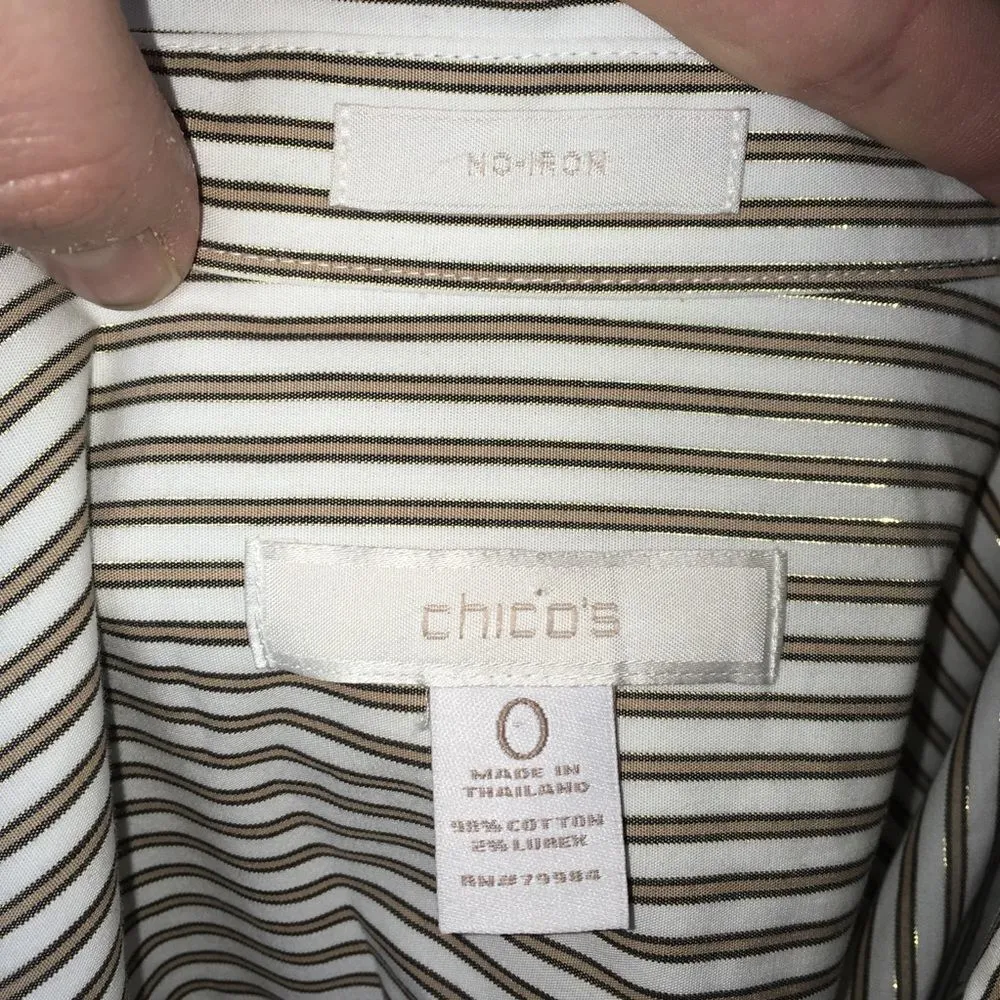 - Chico’s gold thread, no iron button down shirt - Image 3