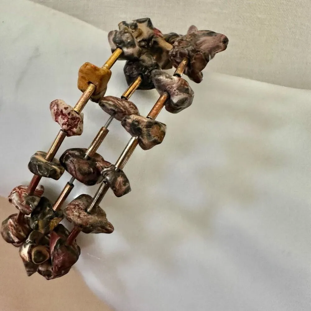 Leopard skin Jasper wrap around leaf charm bracelet - Image 2