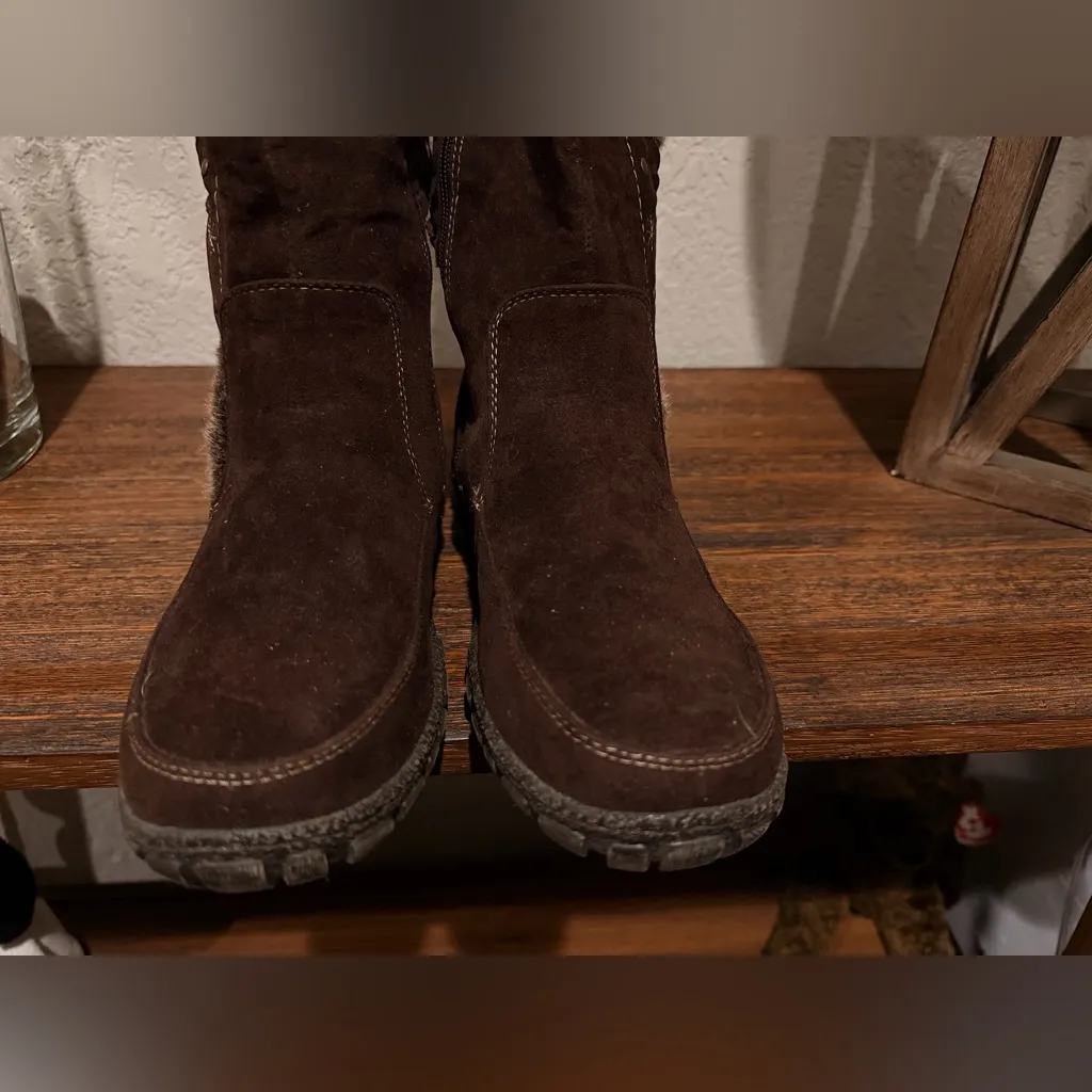 BUCCO CAPENSIS Noeles Brown SIDE ZIP KNEE HIGH BOOTS FAUX FUR TRIM Sz 10 - Image 6