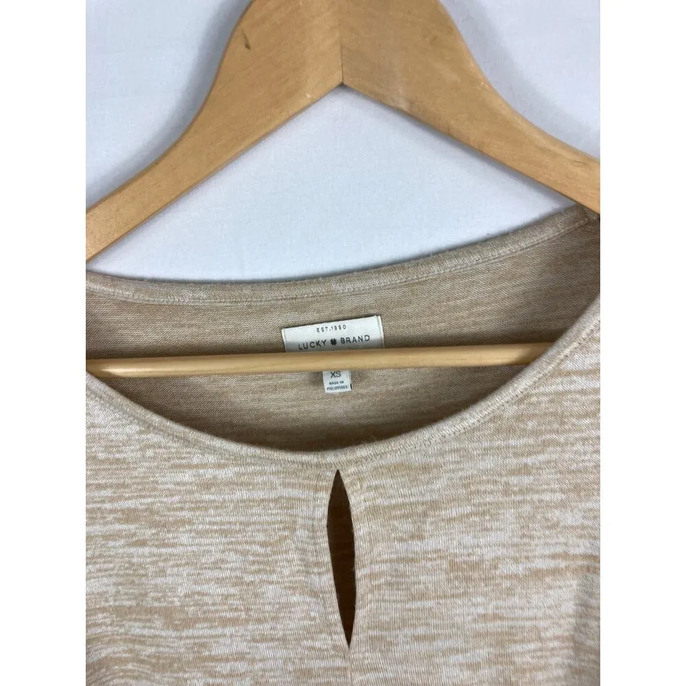 Lucky Brand Cutout Detail Soft Knit Oatmeal Blouse Size XS - Image 2