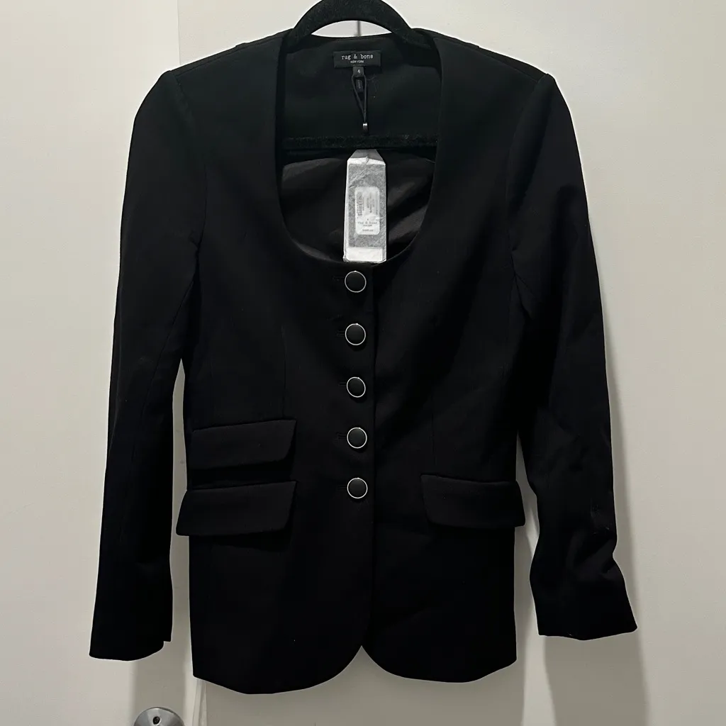 Rag and Bone Roslyn Black Buttoned Blazer - Image 2