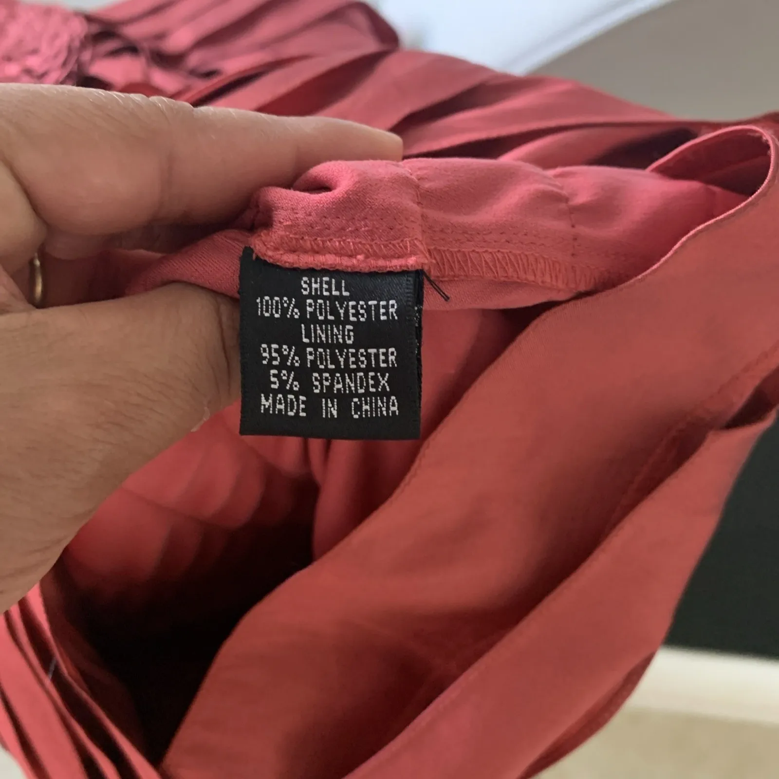 Adrianna Papell Artichoke Tiered Geranium Pink Taffeta Rosette Dress 6 $70 - Image 6