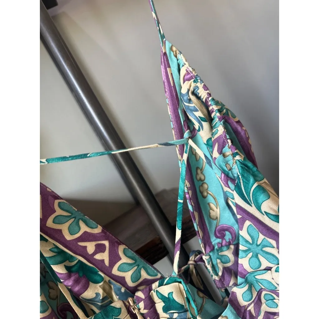 Adriana Degreas Le Sirenuse Peplum Midi Dress Blue Womens Size Small - Image 7