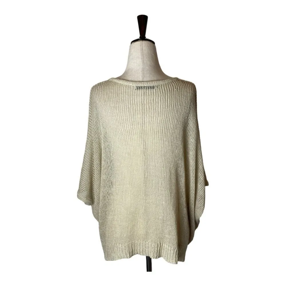Robert Rodriguez Beige Linen Open Knit‎ Round Neck Pullover Sweater Size M - Image 2