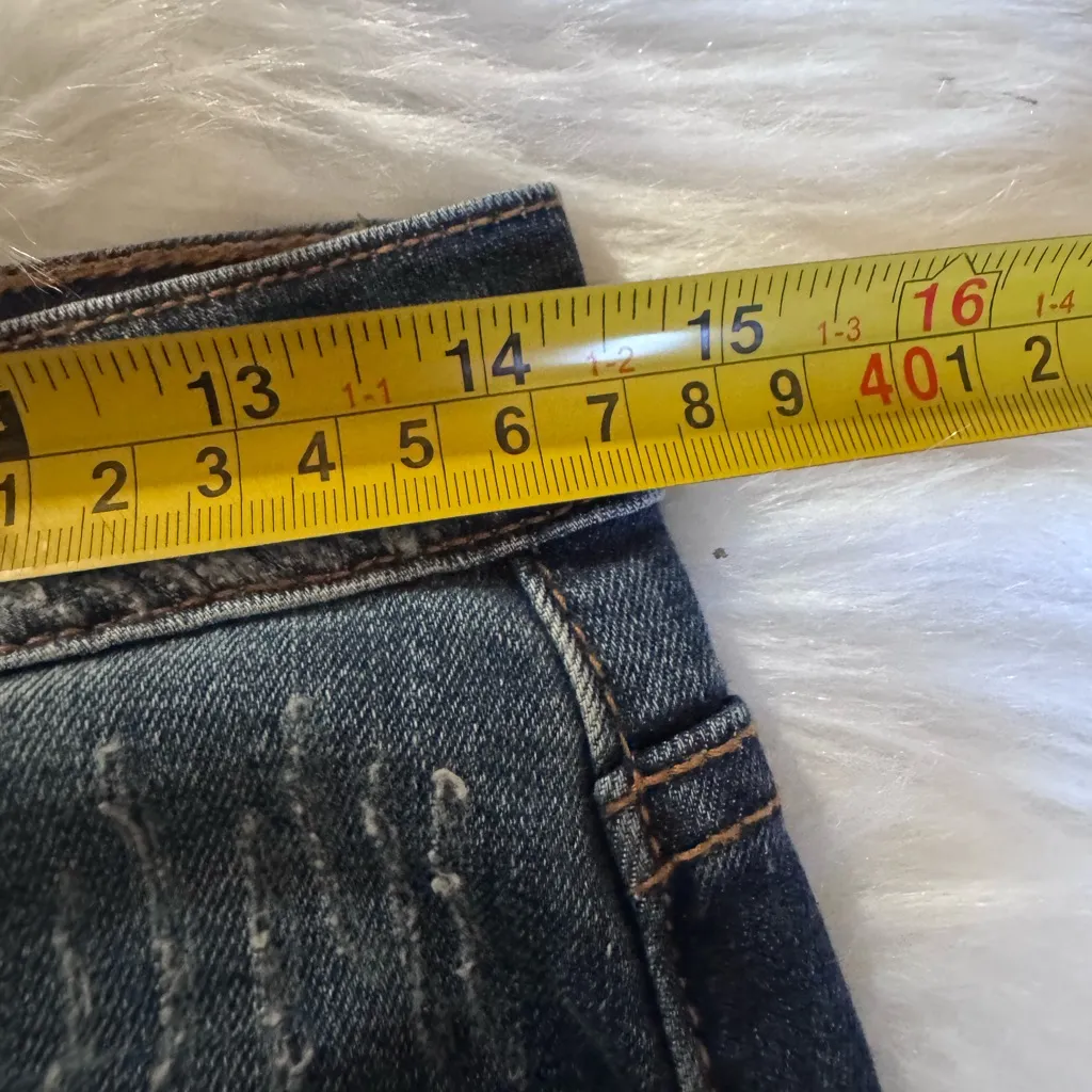 KanCan Dark Blue Distressed Jeans with Leopard Detail, Size 7/27 - Image 8