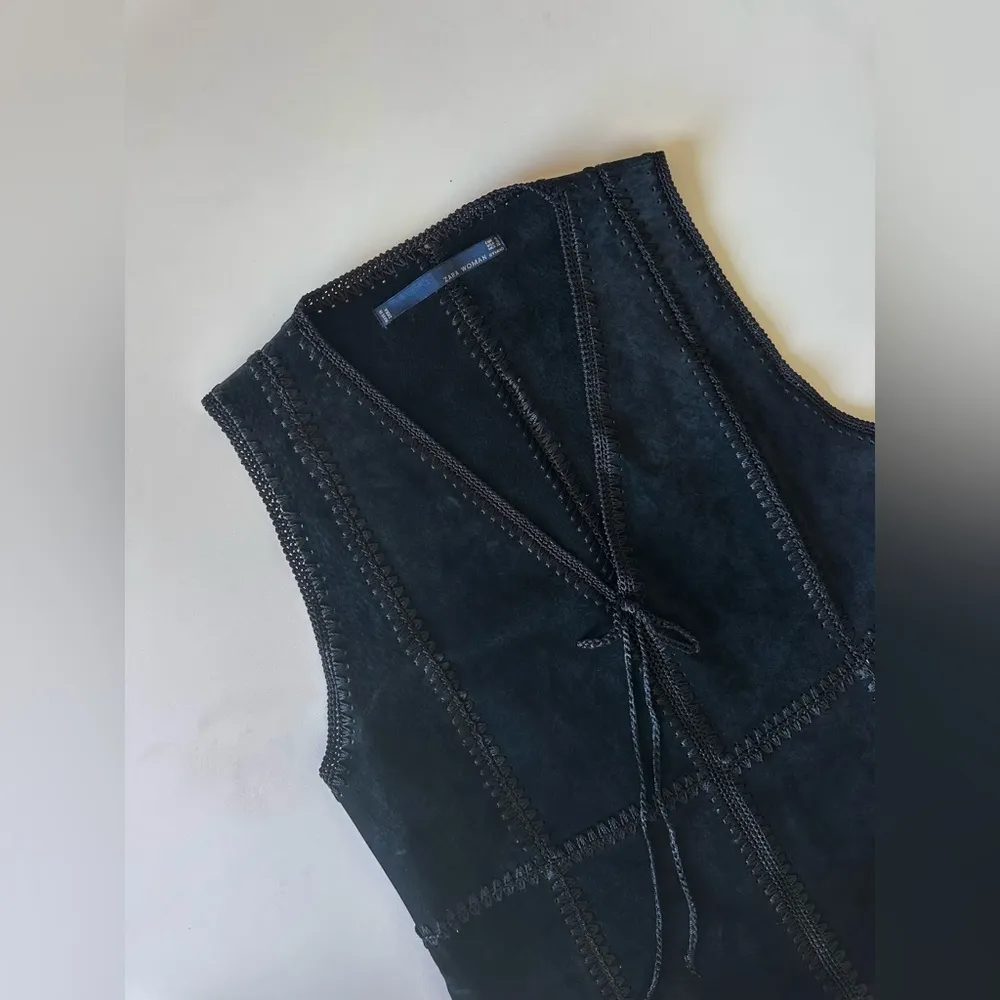 Woman Studio Black Suede Mini Dress with Crochet Details / Size S - Image 6