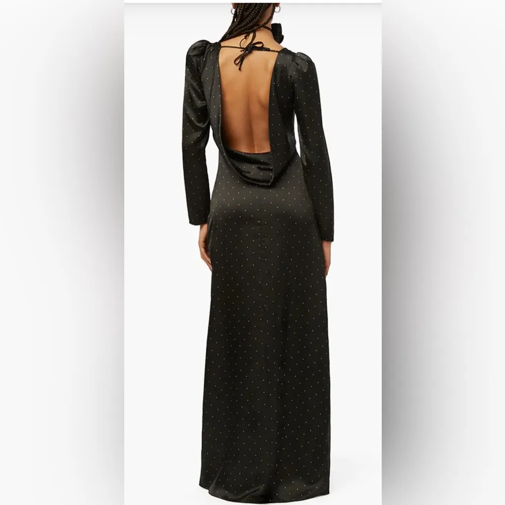 We Wore What Cowl Black Maxi Dress Polka Dot Size 4 NWT Gown - Image 2
