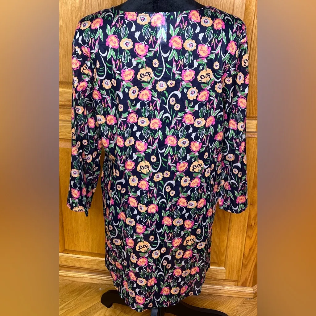 Flora by rockflowerpaper Cotton Beach Shirt Tunic Cover Up‎ Navy Blue Size Small - Image 5