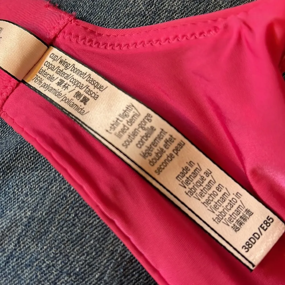 Victoria's Secret T-Shirt Lightly Lined Demi Bra Hot Pink Size 38DD E85 - Image 14