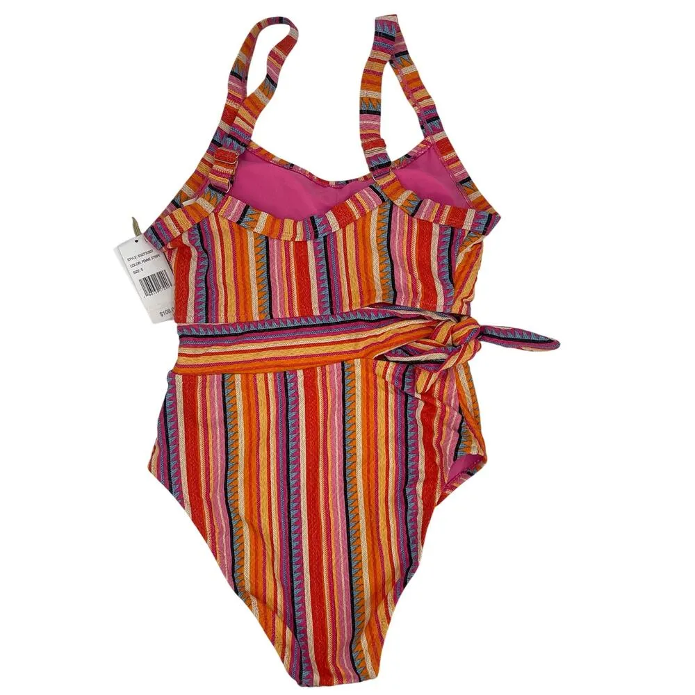 JESSICA SIMPSON Escape to Pacific Swimsuit SZ Small One Piece NWT Femme Stripe - Image 4
