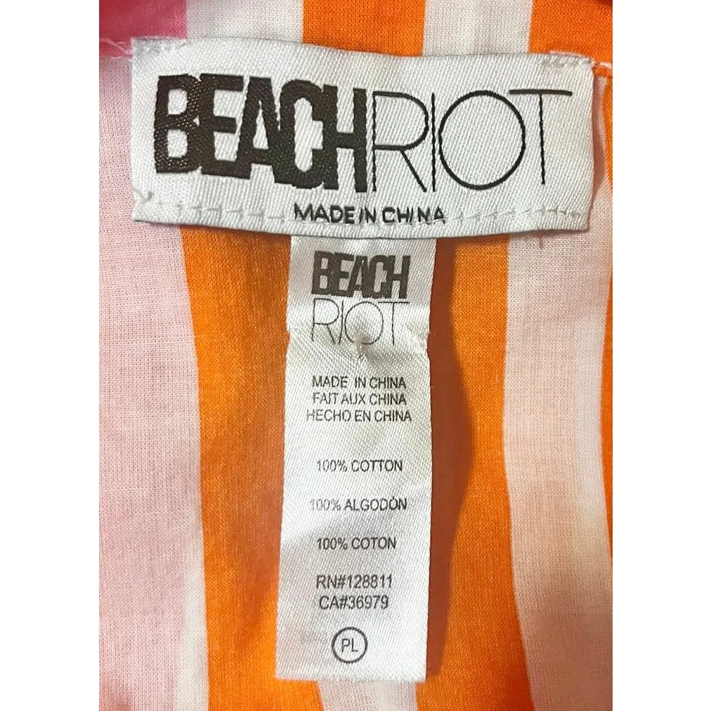Beach Riot Alexa Top Sunset Stripes Cover Up Size PL Pink, Orange and White - Image 5