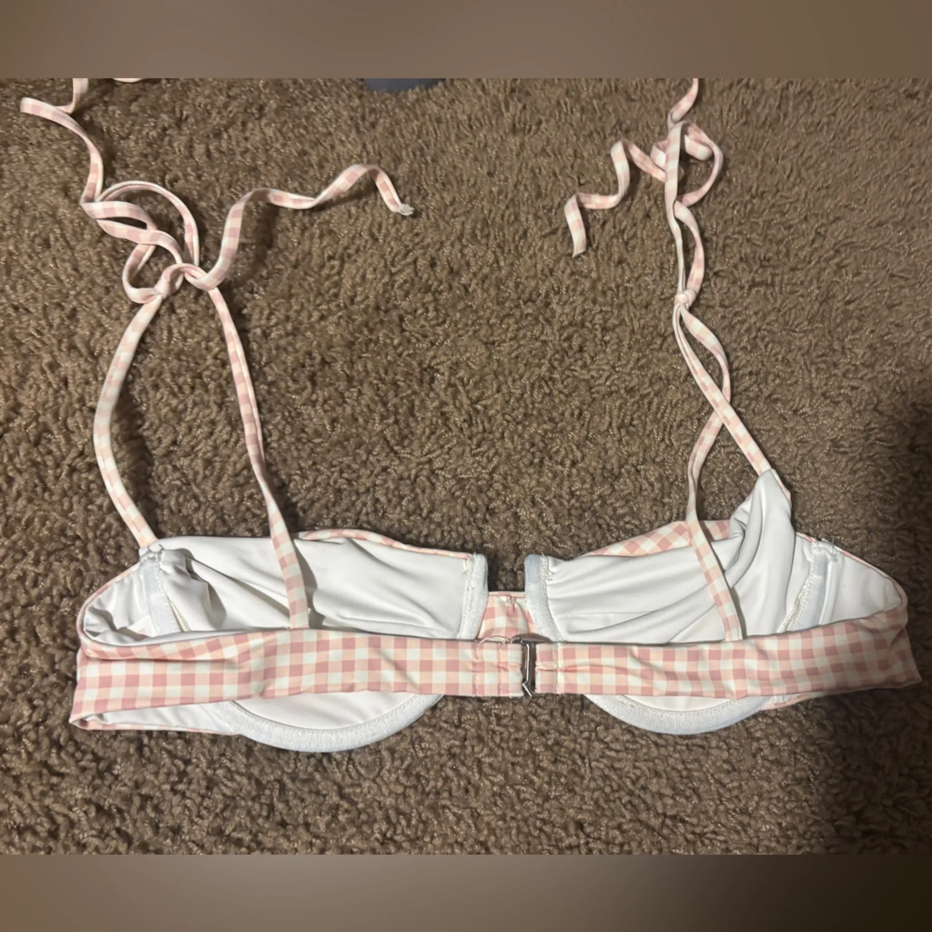 Pink Gingham Women's bikini top - Image 4