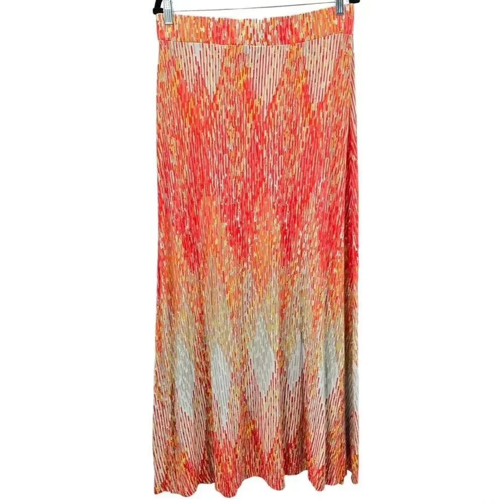 Lane Bryant Orange Geometric Pattern Maxi Long Bottom Skirt Plus 14/16 - Image 2