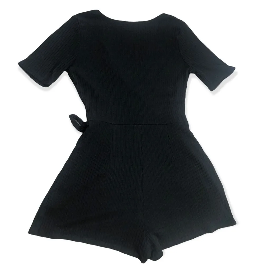 One Clothing Ribbed Black Side Tie Romper - Image 90