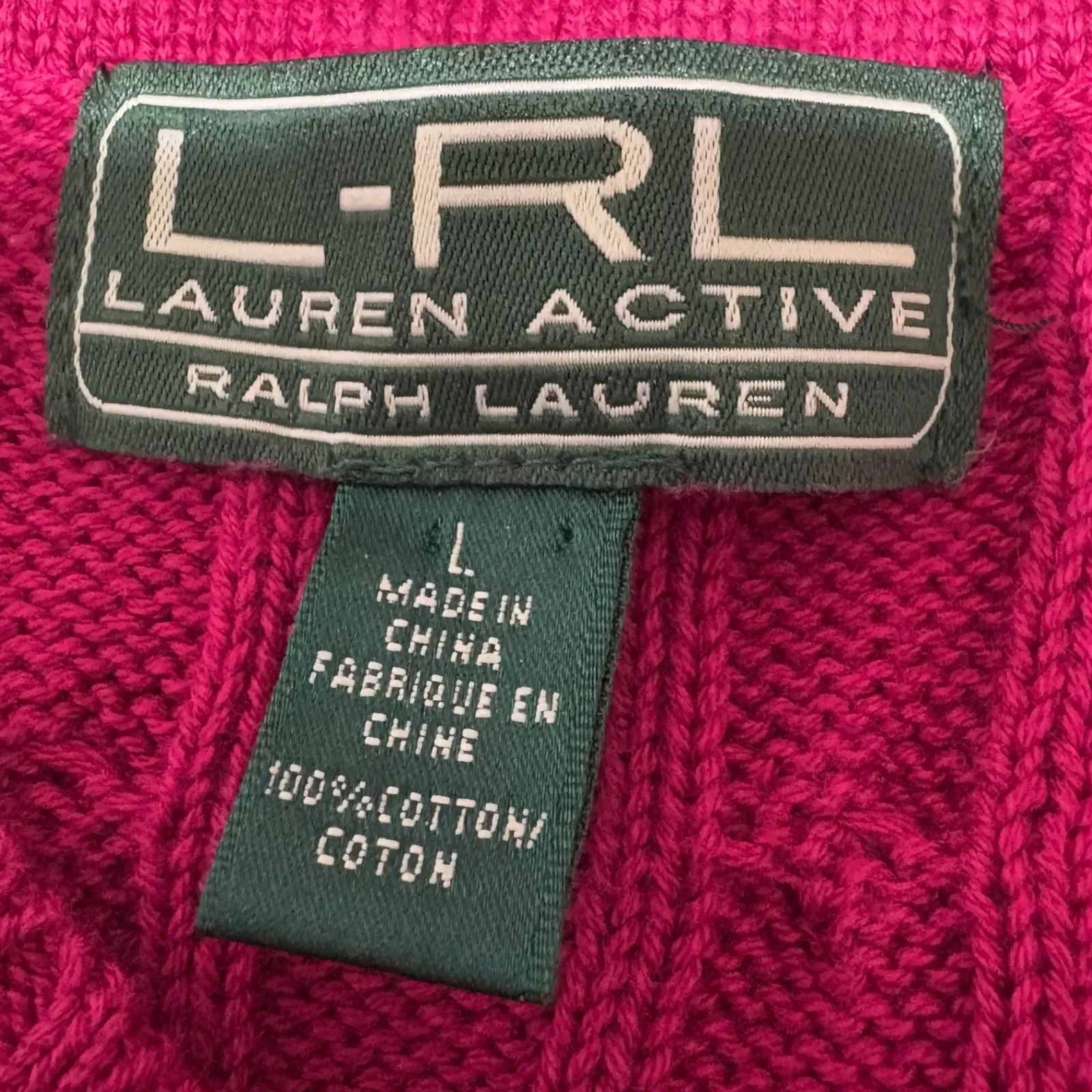 Lauren Ralph Lauren Women Sweater L Pink Cable‎ Knit V Neck Preppy Academia Y2K - Image 4