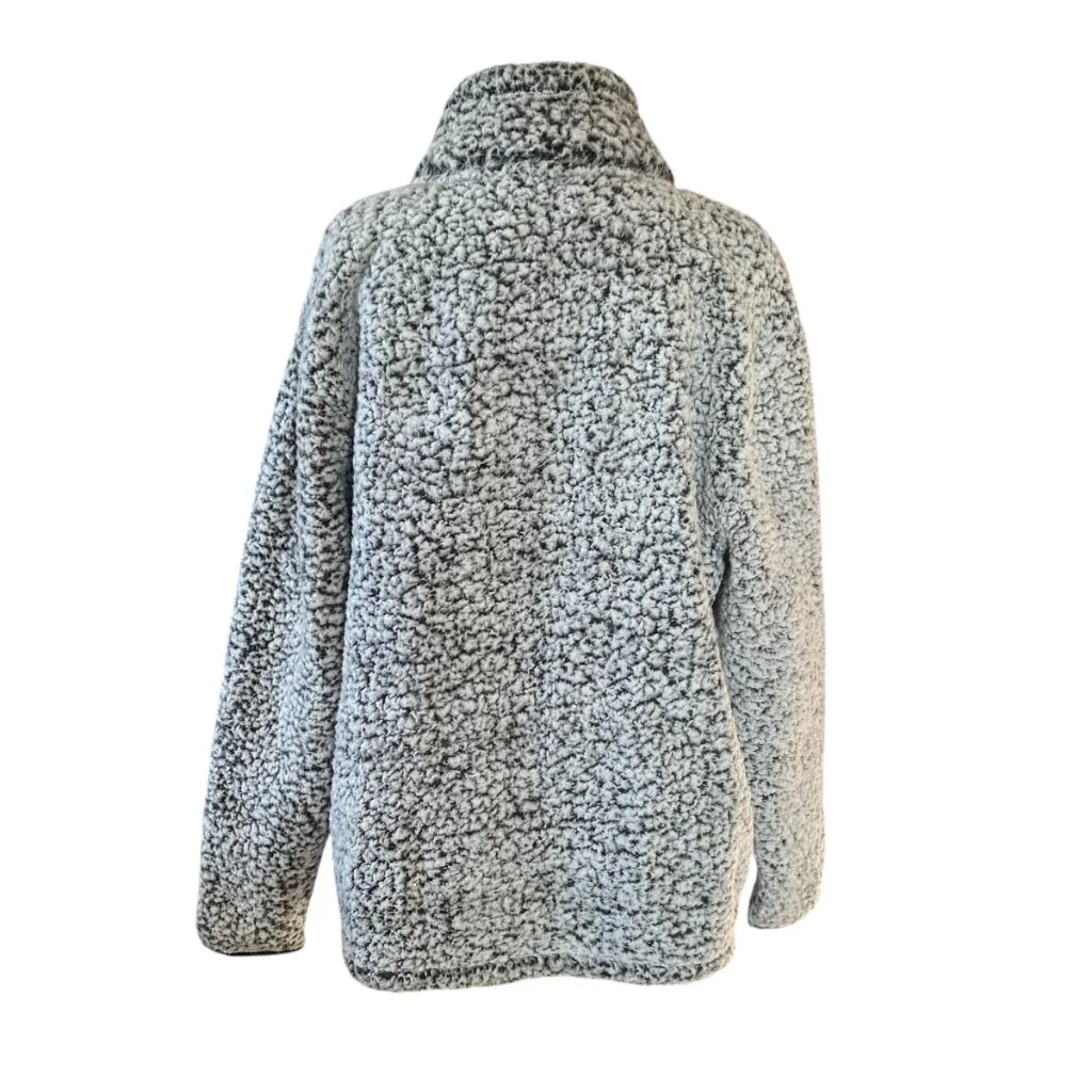 Victoria's Secret PINK women's black and white sherpa quarter zip pullover - Image 4