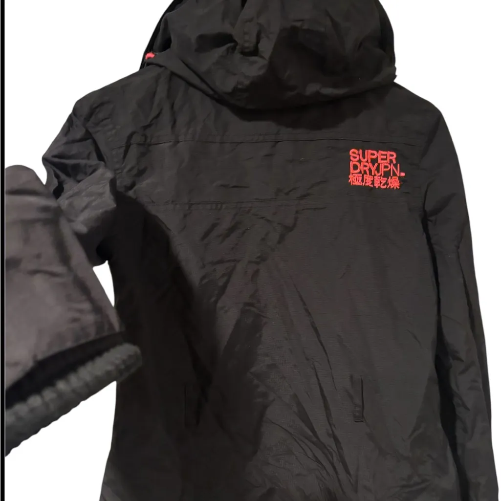 Superdry  The Windmac Professional Black Hooded Windbreaker Jacket Size Small - Image 9