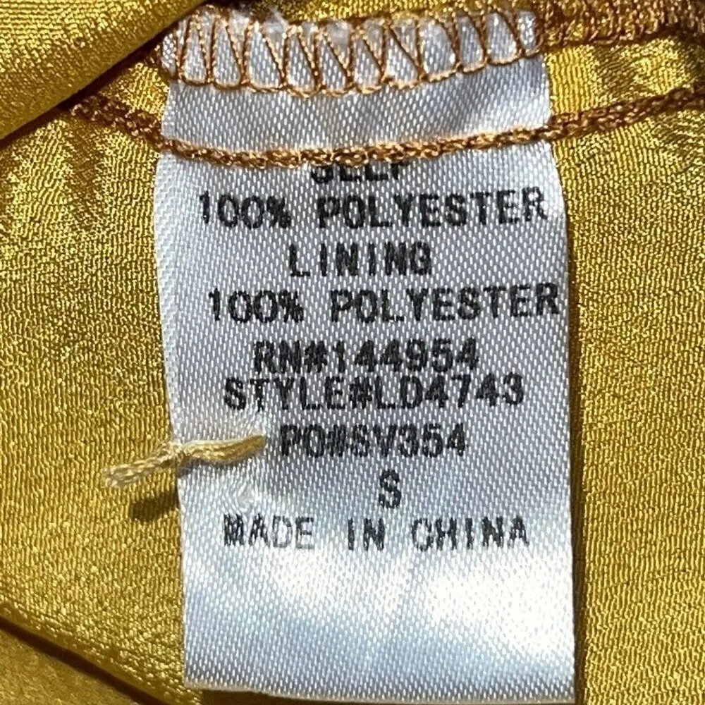 Luxxel Maxi Dress Plunging Neckline Cap Ruffle Sleeves Yellow Gold Floral Size S - Image 10