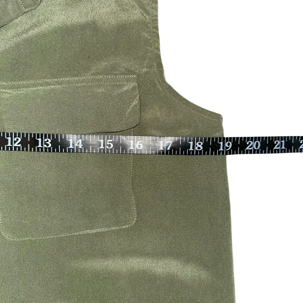 Equipment Silk Olive Green Sleeveless Shirt Mini Dress MEDIUM - Image 6