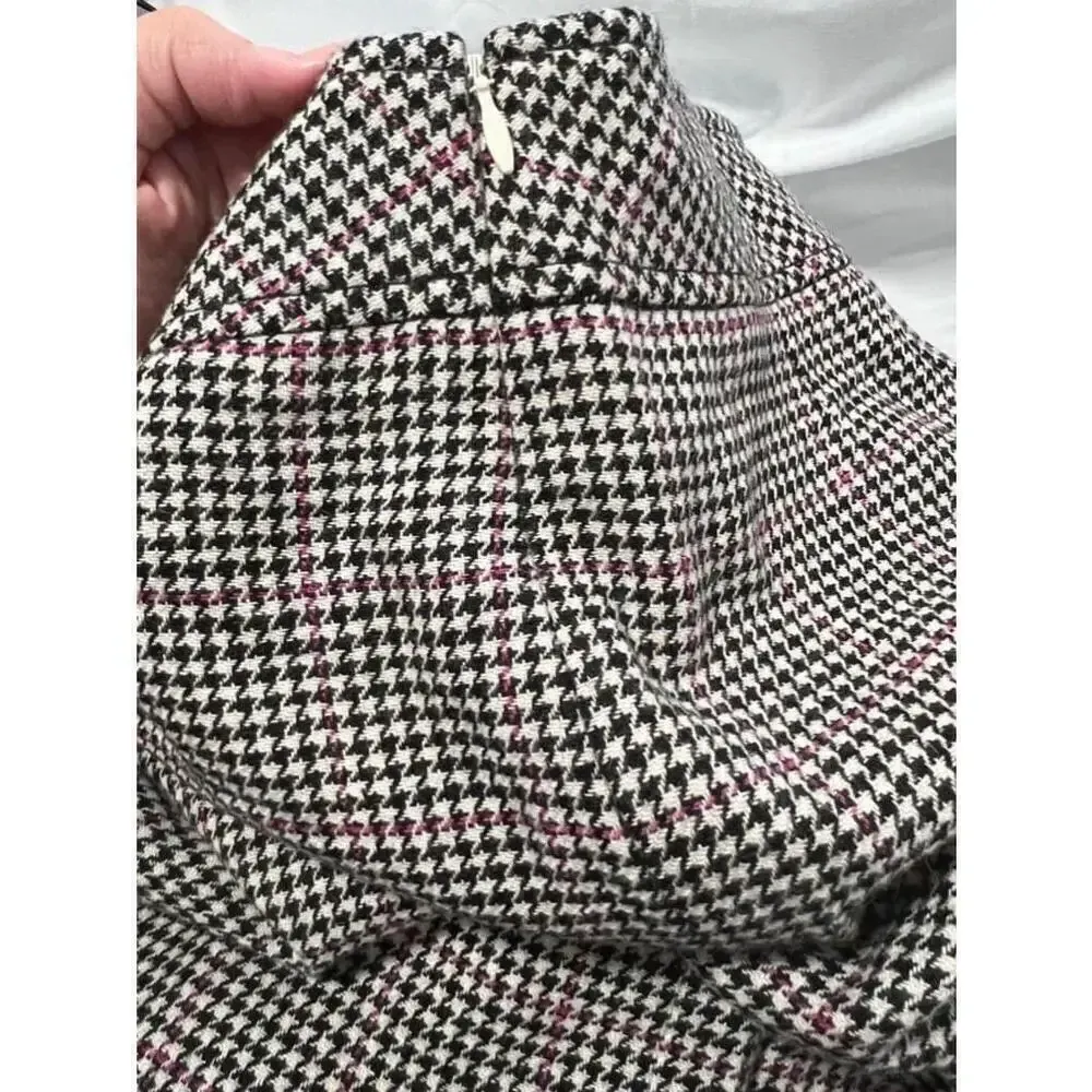 Women's Ann‎ Taylor Houndstooth Skirt Size 10 Black Pink - Image 9